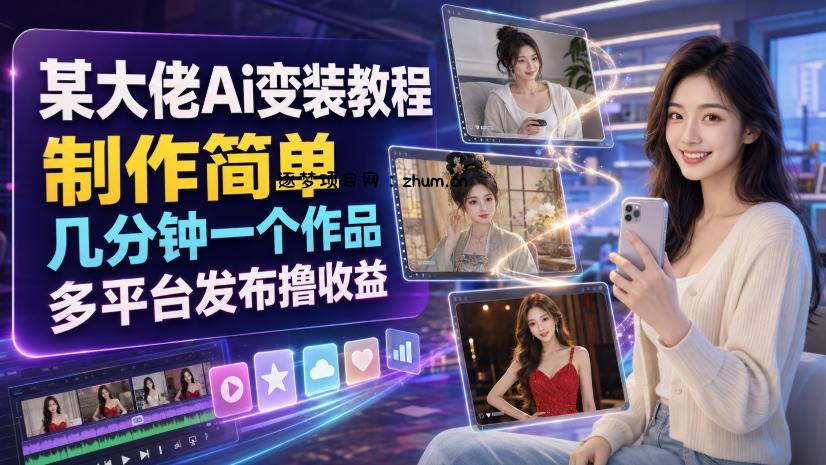 某大佬Ai变装教程，制作简单，几分钟一个作品，多平台发布撸收益-逐梦项目网