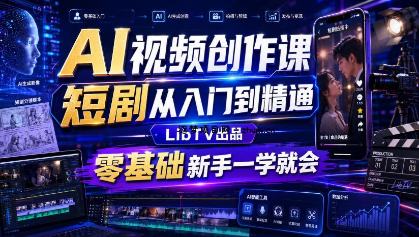 AI视频创作课，短剧从入门到精通，LibTV出品，零基础新手一学就会-逐梦项目网