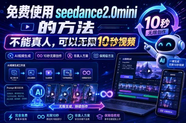 免费使用seedance2.0mini的方法,不能真人,可以无限10秒视频,9图+3音频参考-逐梦项目网