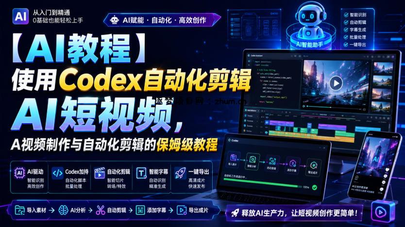 【AI教程】使用Codex自动化剪辑AI短视频,AI视频制作与自动化剪辑的保姆级教程-逐梦项目网
