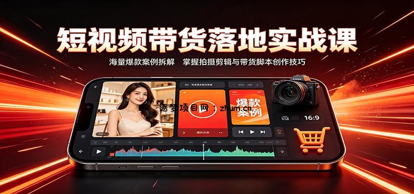 短视频带货落地实战课:海量爆款案例拆解,掌握拍摄剪辑与带货脚本创作技巧-逐梦项目网