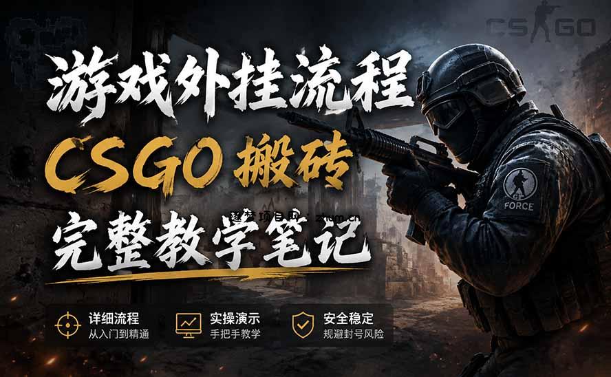 游戏挂机全流程笔记分享，CSGO游戏搬砖，小白看了当天学会见收益-逐梦项目网