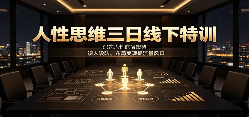 人性思维三日线下特训:深挖人性底层规律,识人设防、布局变现抓流量风口-逐梦项目网