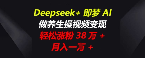 Deepseek+即梦AI，做养生操视频变现，轻松涨粉38W+，月入一W+-逐梦项目网