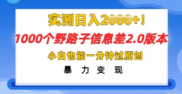 2025抖音1000个野路子信息差最新玩法，一分钟过原创，暴力变现月入几k-逐梦项目网