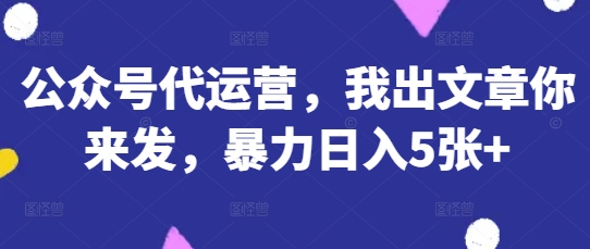 公众号代运营,我出文章你来发,暴力日入5张+【揭秘】-逐梦项目网