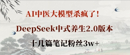 AI中医大模型杀疯了！DeepSeek中式养生2.0版本，十几篇笔记粉丝3w+-逐梦项目网