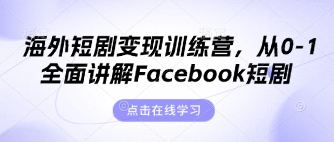 海外短剧变现训练营，从0-1全面讲解Facebook短剧-逐梦项目网