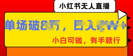 小红书无人直播，纯小白可做，有手就行，单场直播销售额破8w-逐梦项目网