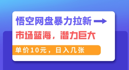 悟空网盘暴力拉新：一单10元，市场空白，日入几张-逐梦项目网