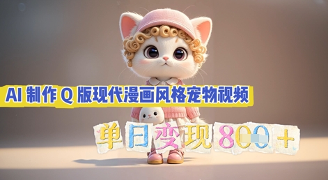 AI制作Q版现代漫画风格宠物视频，单日变现几张-逐梦项目网