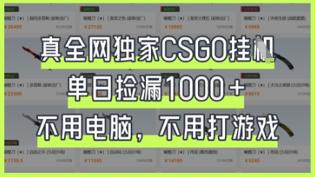 真全网独家CSGO挂G,单日捡漏1k+【揭秘】-逐梦项目网