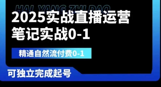 2025实战直播运营0-1，精通自然流付费0-1，可独立完成起号-逐梦项目网