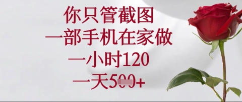 你只管截图，一部手机在家操作，一小时120.一天5张【揭秘】-逐梦项目网