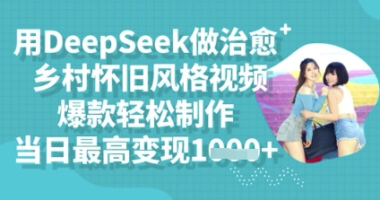 用DeepSeek做治愈乡村怀旧风格视频，爆款轻松制作，当日最高变现多张-逐梦项目网